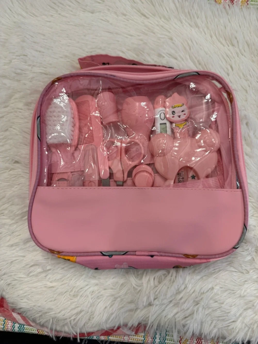 Complete baby grooming set pink 13 pieces newborn baby health care thermometer